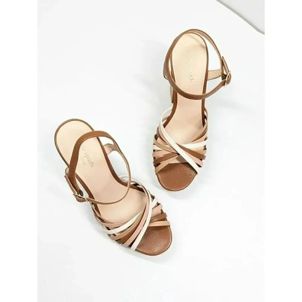Kate Spade Women's Glow Leather Dressy Platforms Multi Toast Size 9.5 MSRP $228